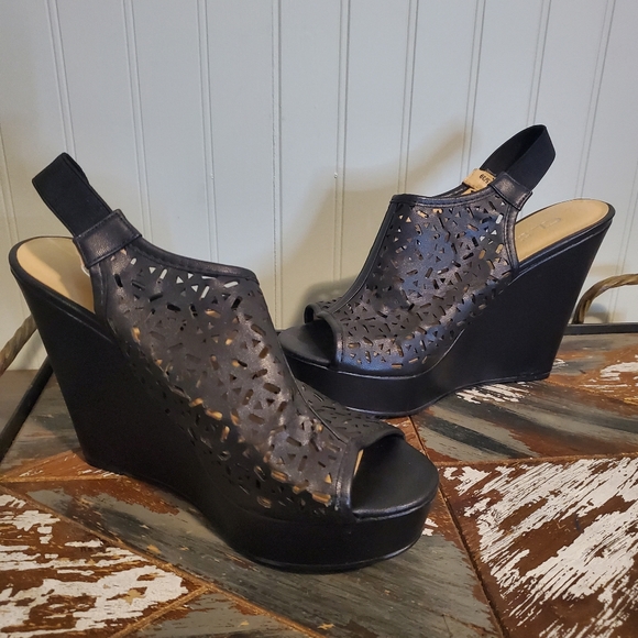 Chinese Laundry "Matilda" Leather Slingback Wedge Platform Sandals US 8.5 - Picture 7 of 10